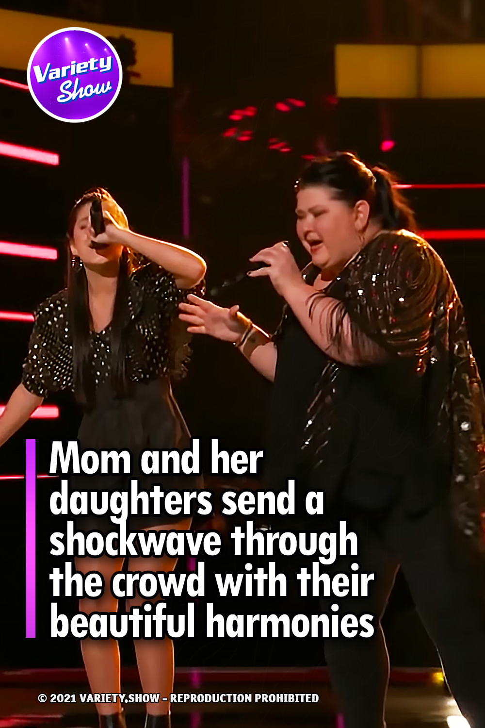 Mom and her daughters send a shockwave through the crowd with their beautiful harmonies